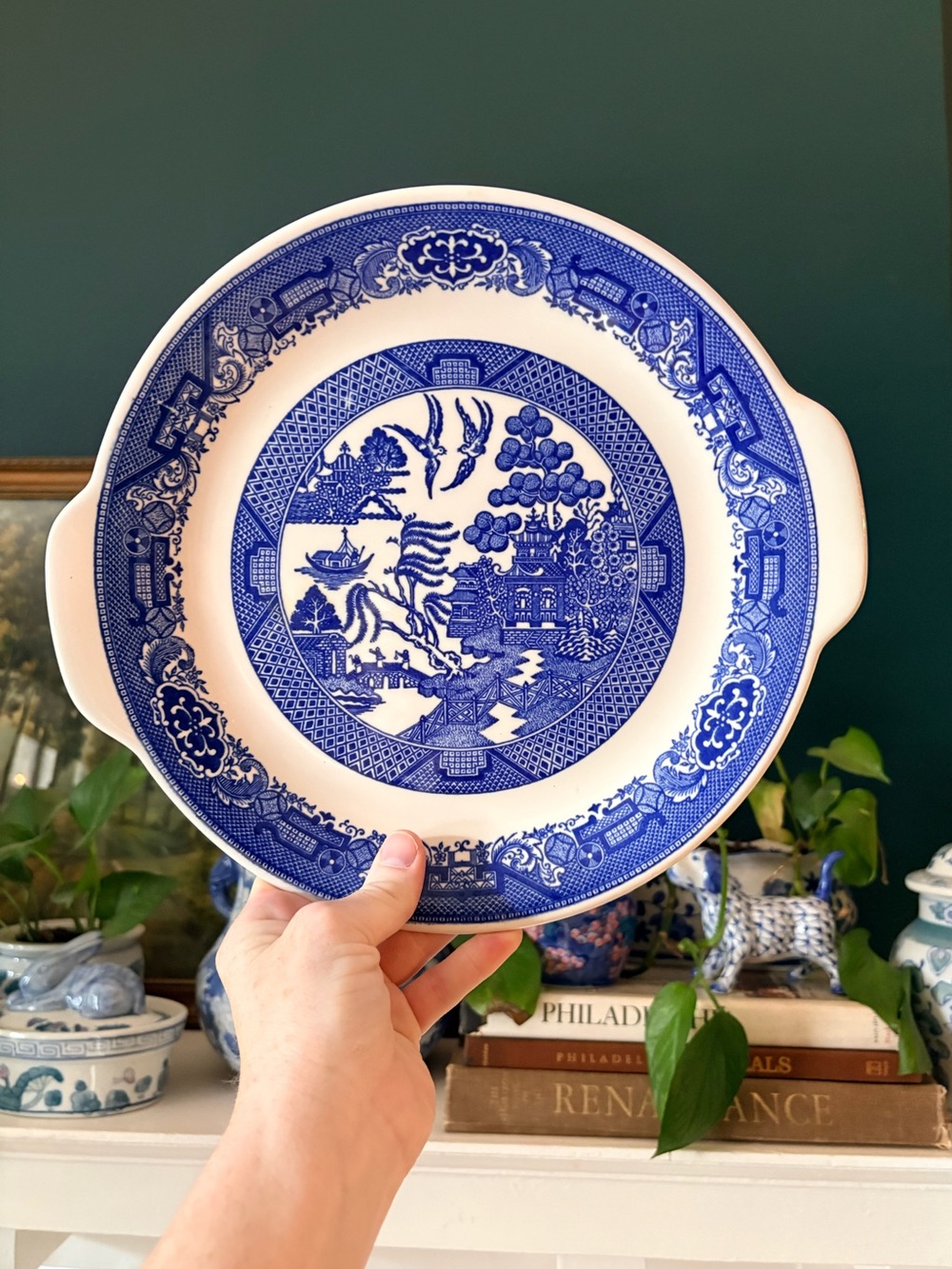 Blue Willow Handled Dessert Tray